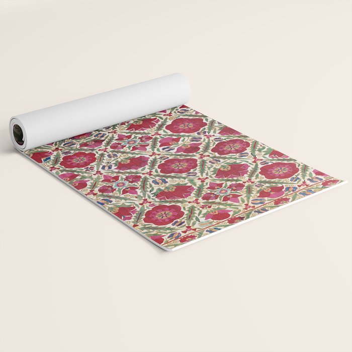 Bokhara Nim Suzani  Antique Uzbek Embroidery Print Yoga Mat Gallery Image 2