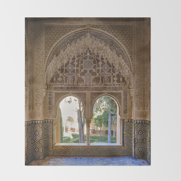 Lindaraja oriel. The Alhambra palace. Granada. Spain. Medium format, Film Throw Blanket Gallery Image 2