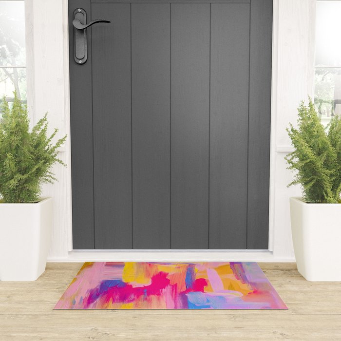 Summer Pink Pastel Abstract  Welcome Mat Gallery Image 3
