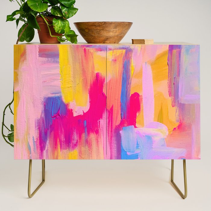 Summer Pink Pastel Abstract  Credenza Gallery Image 1