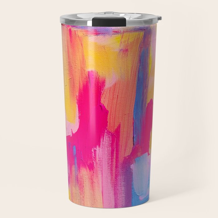 Summer Pink Pastel Abstract  Travel Mug Gallery Image 1