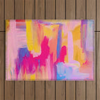 Summer Pink Pastel Abstract  Outdoor Rug Gallery Image 1