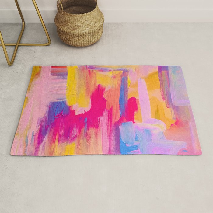 Summer Pink Pastel Abstract  Rug Gallery Image 1