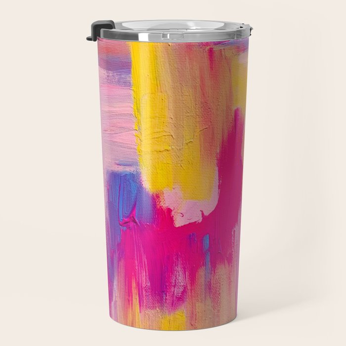 Summer Pink Pastel Abstract  Travel Mug Gallery Image 3