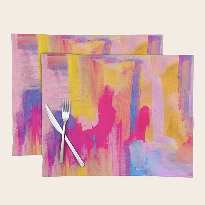 Summer Pink Pastel Abstract  Placemat Gallery Image 1