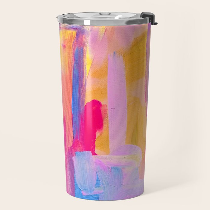 Summer Pink Pastel Abstract  Travel Mug Gallery Image 2