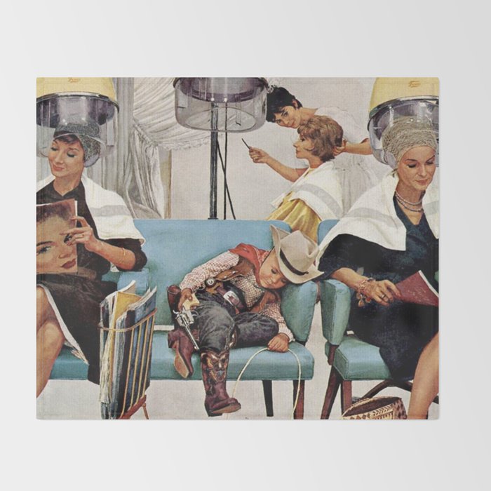 Retro Beauty Salon Throw Blanket Gallery Image 2