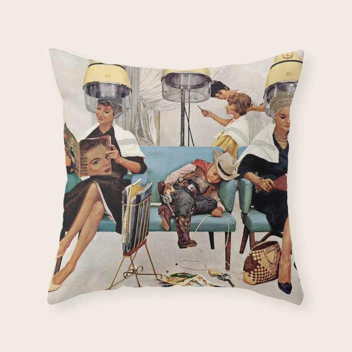 Retro Beauty Salon Throw Pillow Gallery Image 6