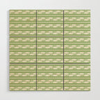 Little Fish Stripes Light Sage Green and Cream Coastal Pattern Wood Wall Art Gallery Image 1