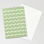 Little Fish Stripes Light Sage Green and Cream Coastal Pattern Stationery Card Gallery Image 2
