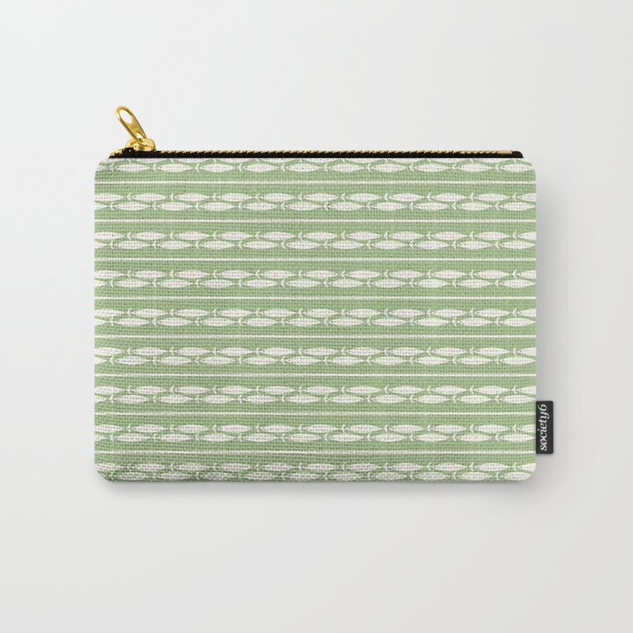 Little Fish Stripes Light Sage Green and Cream Coastal Pattern Carry All Pouch Gallery Image 1