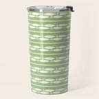 Little Fish Stripes Light Sage Green and Cream Coastal Pattern Travel Mug Gallery Image 2