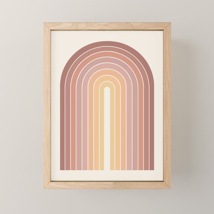 Gradient Arch VII Earthy Pastel Mid Century Modern Rainbow Mini Art Print Gallery Image 1