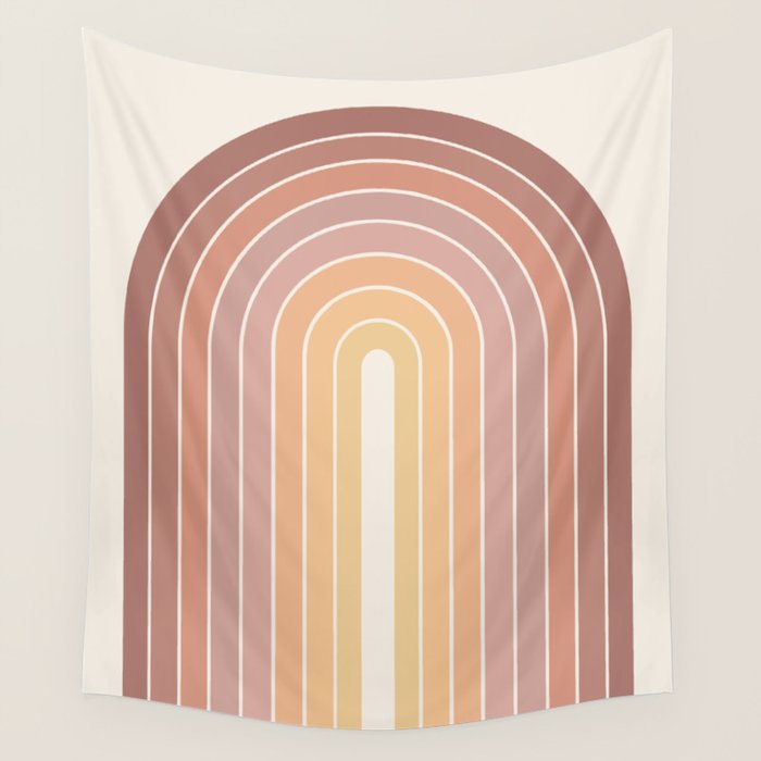 Gradient Arch VII Earthy Pastel Mid Century Modern Rainbow Wall Tapestry Gallery Image 4