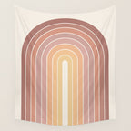 Gradient Arch VII Earthy Pastel Mid Century Modern Rainbow Wall Tapestry Gallery Image 4