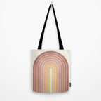 Gradient Arch VII Earthy Pastel Mid Century Modern Rainbow Tote Bag Gallery Image 2