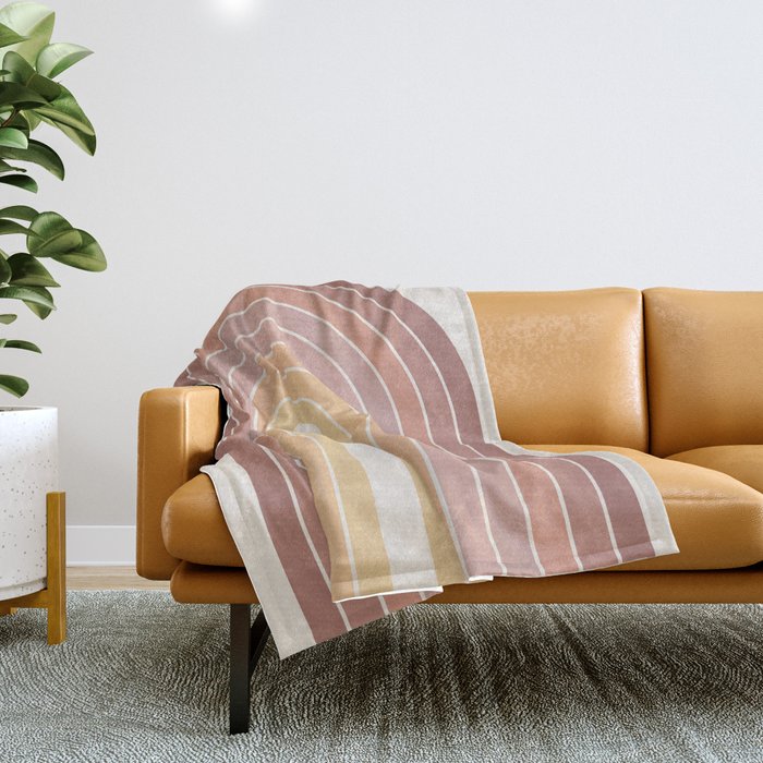 Gradient Arch VII Earthy Pastel Mid Century Modern Rainbow Throw Blanket Gallery Image 1
