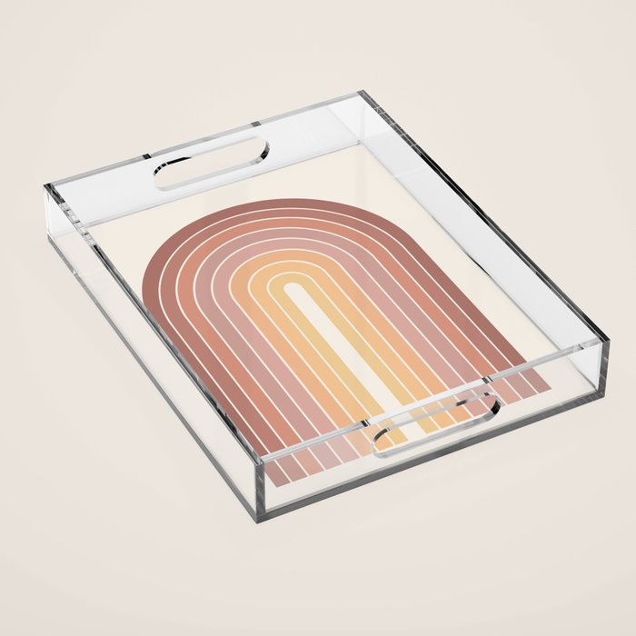 Gradient Arch VII Earthy Pastel Mid Century Modern Rainbow Acrylic Tray Gallery Image 1