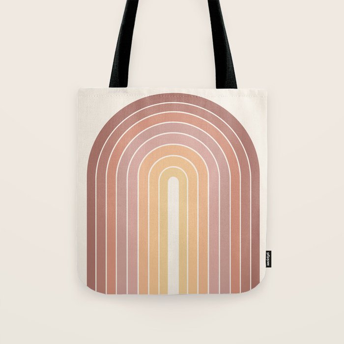 Gradient Arch VII Earthy Pastel Mid Century Modern Rainbow Tote Bag Gallery Image 1