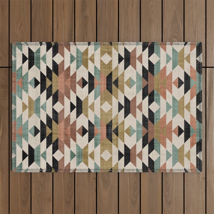 Southwestern Pattern, Boho Prints Outdoor Rug Gallery Image 1