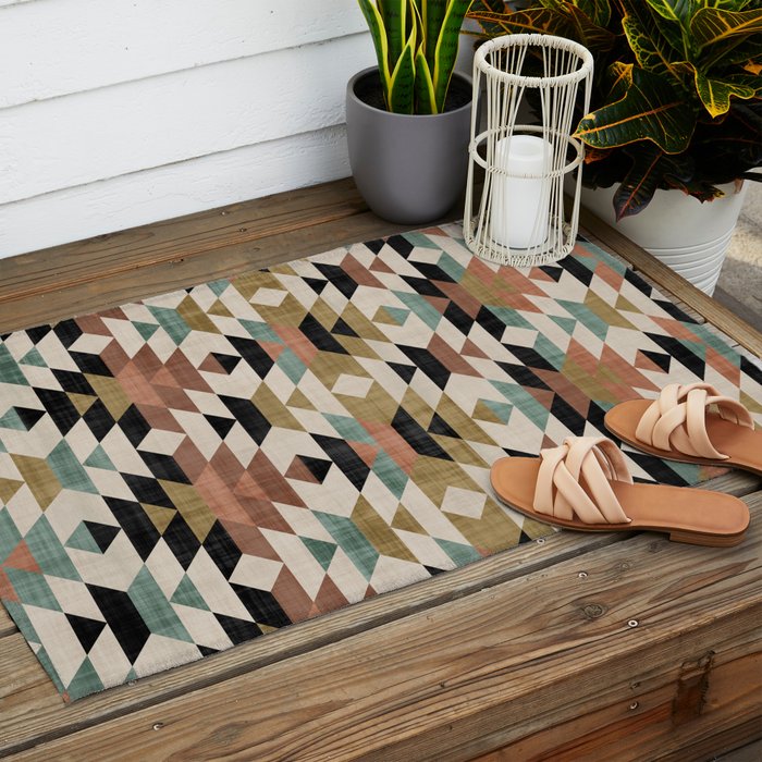 Southwestern Pattern, Boho Prints Outdoor Rug Gallery Image 2