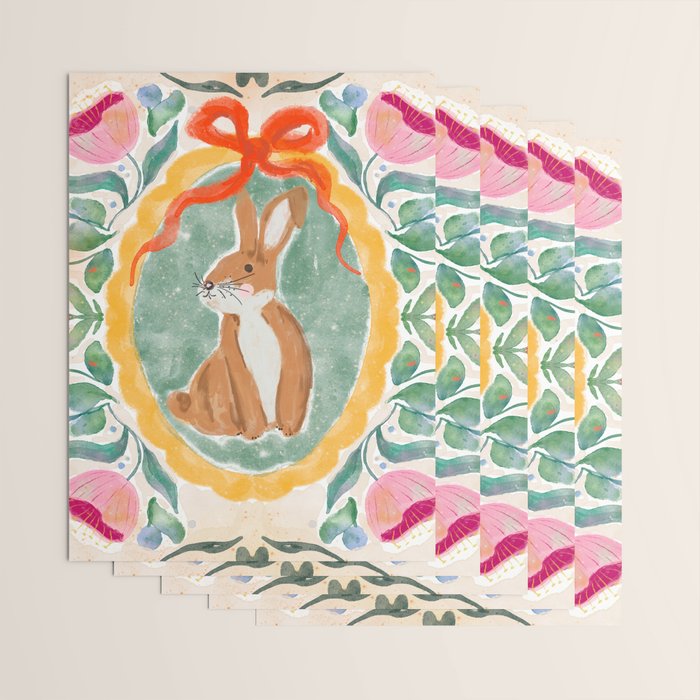 Enchanting Victorian Bunny Illustration Wrapping Paper Gallery Image 3