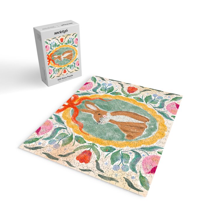 Enchanting Victorian Bunny Illustration Jigsaw Puzzle Gallery Image 2