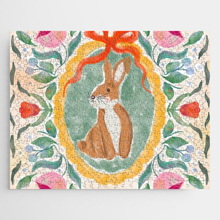 Enchanting Victorian Bunny Illustration Jigsaw Puzzle Gallery Image 1