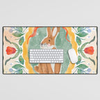 Enchanting Victorian Bunny Illustration Desk Mat Gallery Image 1