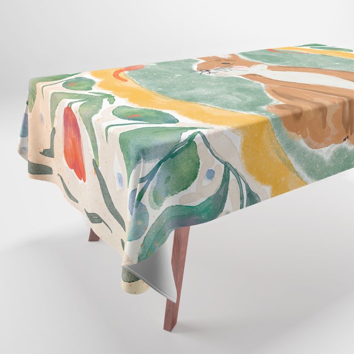 Enchanting Victorian Bunny Illustration Tablecloth Gallery Image 1