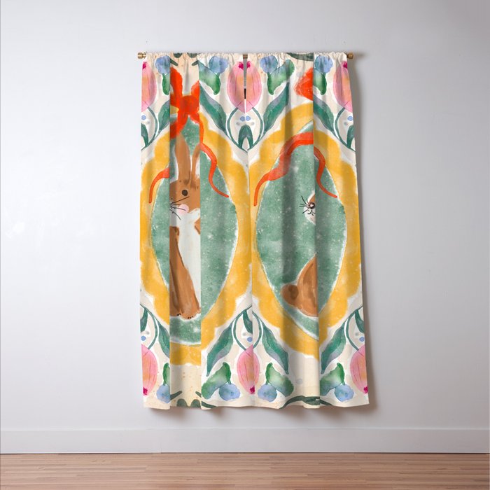 Enchanting Victorian Bunny Illustration Window Curtain Gallery Image 3