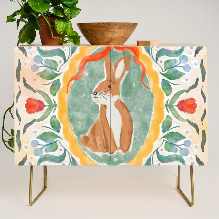 Enchanting Victorian Bunny Illustration Credenza Gallery Image 1