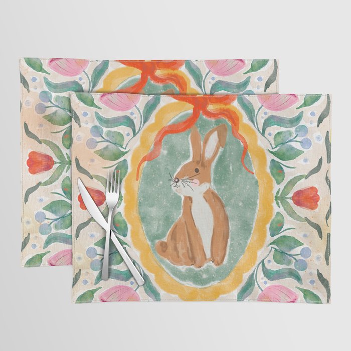 Enchanting Victorian Bunny Illustration Placemat Gallery Image 1