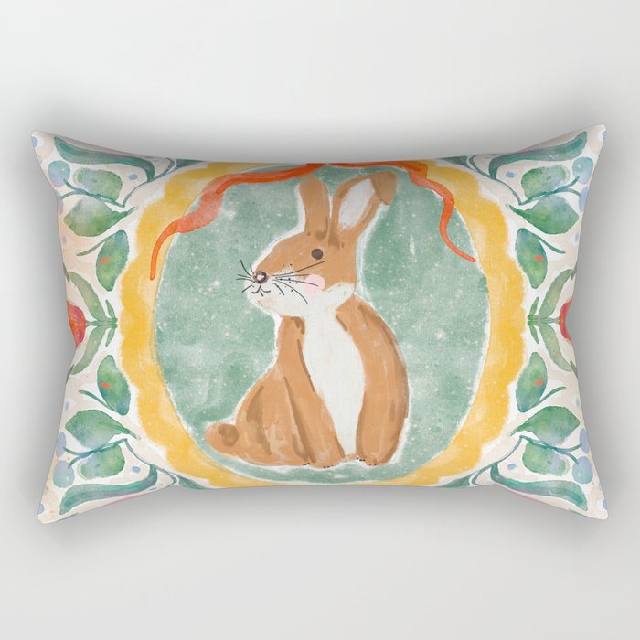 Enchanting Victorian Bunny Illustration Rectangular Pillow Gallery Image 1