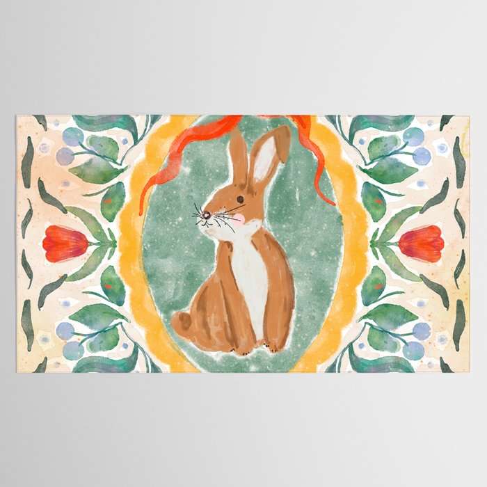 Enchanting Victorian Bunny Illustration Tablecloth Gallery Image 2