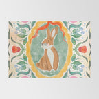 Enchanting Victorian Bunny Illustration Rug Gallery Image 2