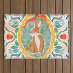 Enchanting Victorian Bunny Illustration Outdoor Rug Gallery Image 1