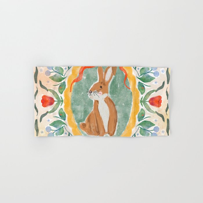 Enchanting Victorian Bunny Illustration Bath Towel Gallery Image 1