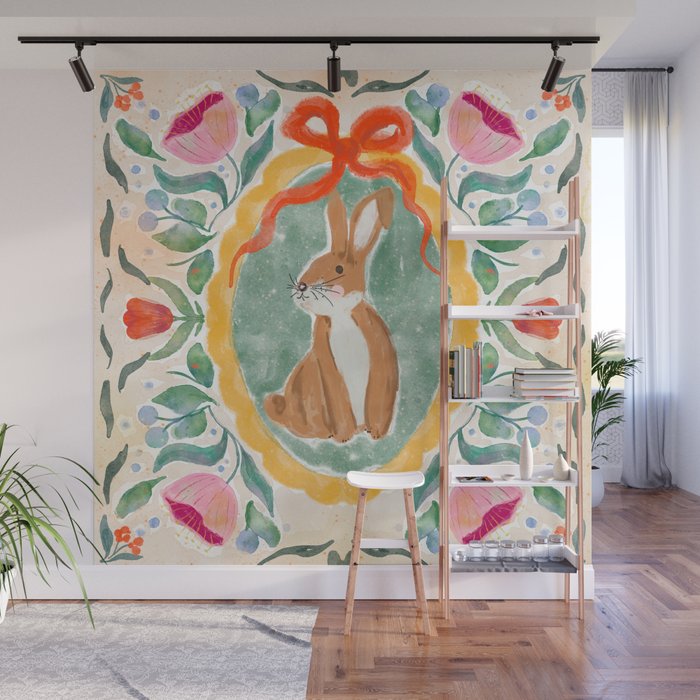 Enchanting Victorian Bunny Illustration Wall Mural Gallery Image 1