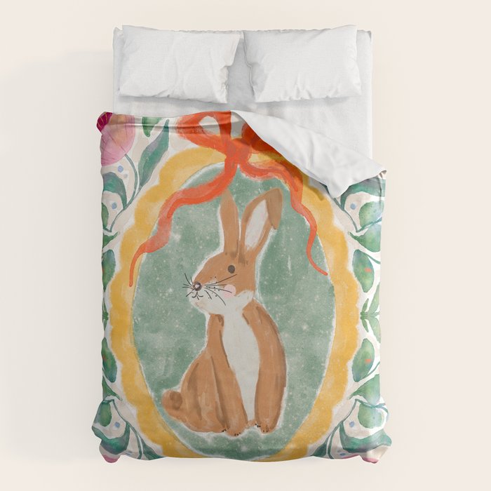 Enchanting Victorian Bunny Illustration Duvet Cover Gallery Image 6