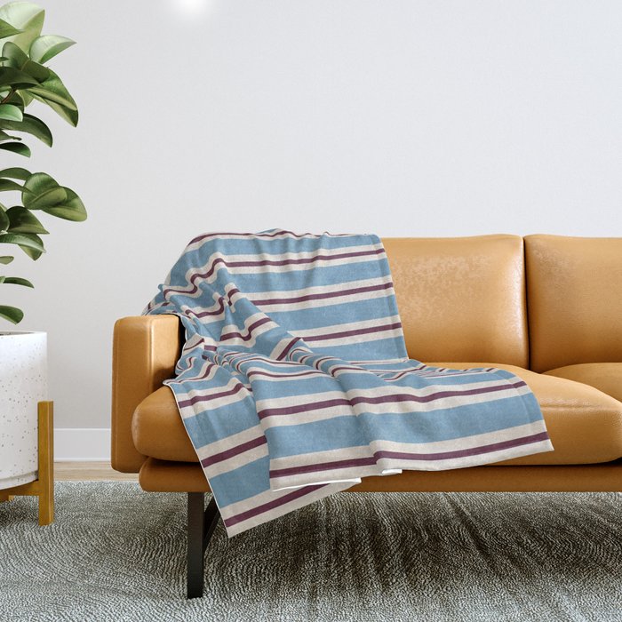 Classic Stripes - heritage blue berry Throw Blanket Gallery Image 1