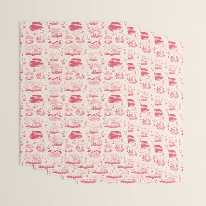 Mushroom Toile in Pink Wrapping Paper Gallery Image 3