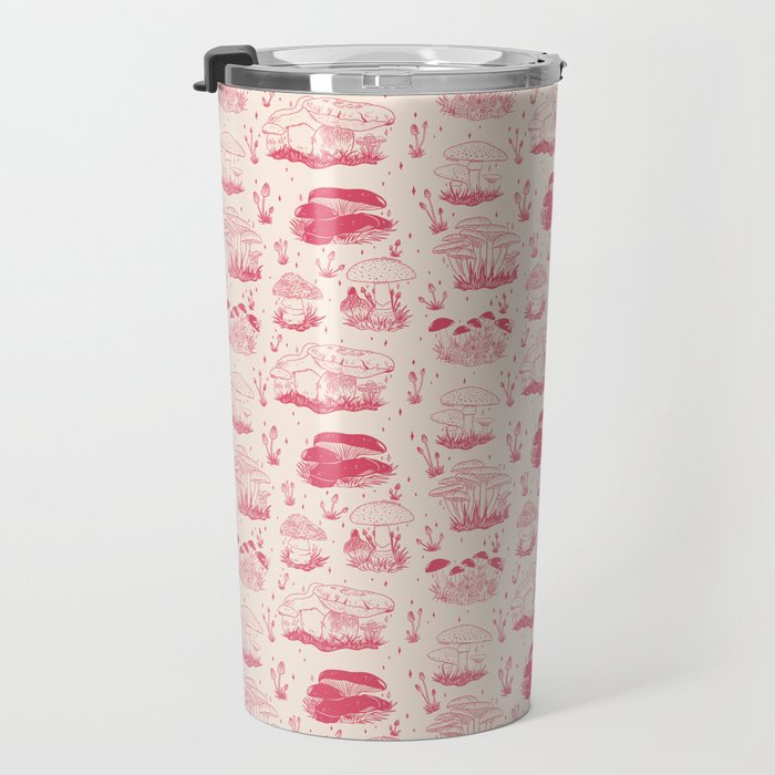 Mushroom Toile in Pink Travel Mug Gallery Image 3