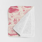 Mushroom Toile in Pink Throw Blanket Gallery Image 3