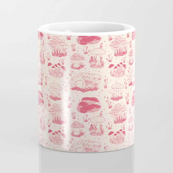 Mushroom Toile in Pink Coffee Mug Gallery Image 4