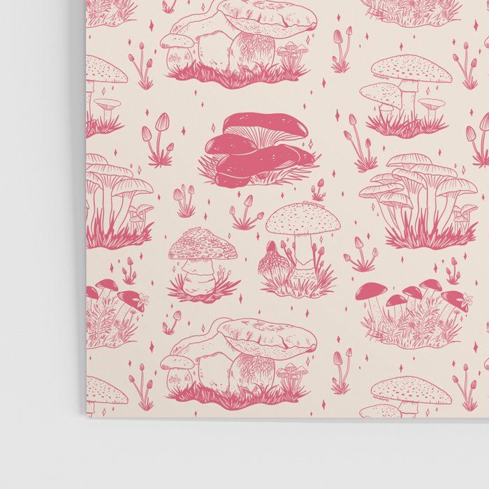 Mushroom Toile in Pink Poster Gallery Image 3