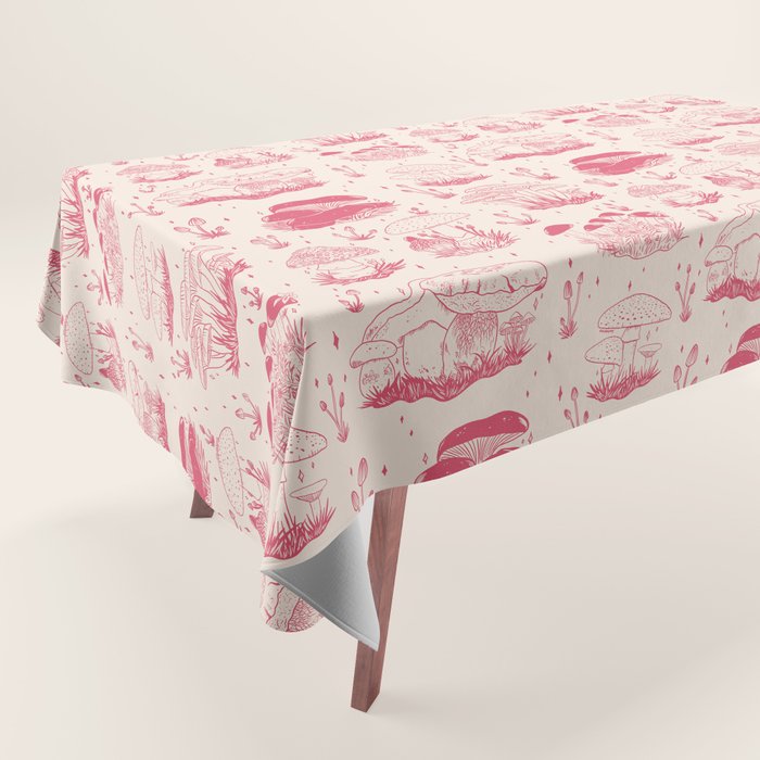 Mushroom Toile in Pink Tablecloth Gallery Image 1