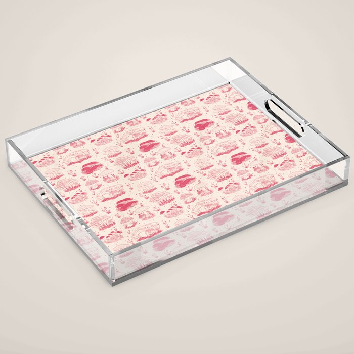 Mushroom Toile in Pink Acrylic Tray Gallery Image 1
