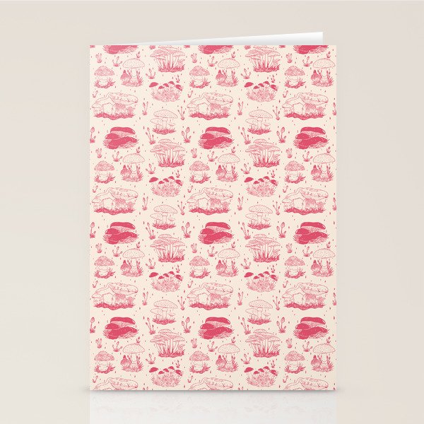 Mushroom Toile in Pink Stationery Card Gallery Image 1