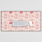 Mushroom Toile in Pink Desk Mat Gallery Image 1